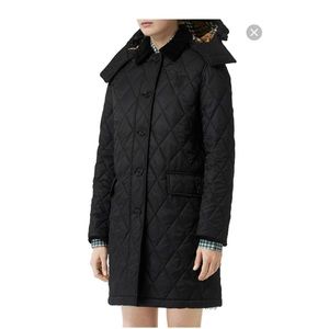 Burberry Diamond-Quilted Coat With Logo